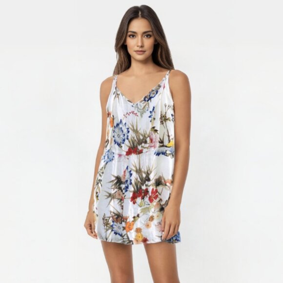 Bershka Floral Spaghetti Strap Romper Large - Picture 2 of 6